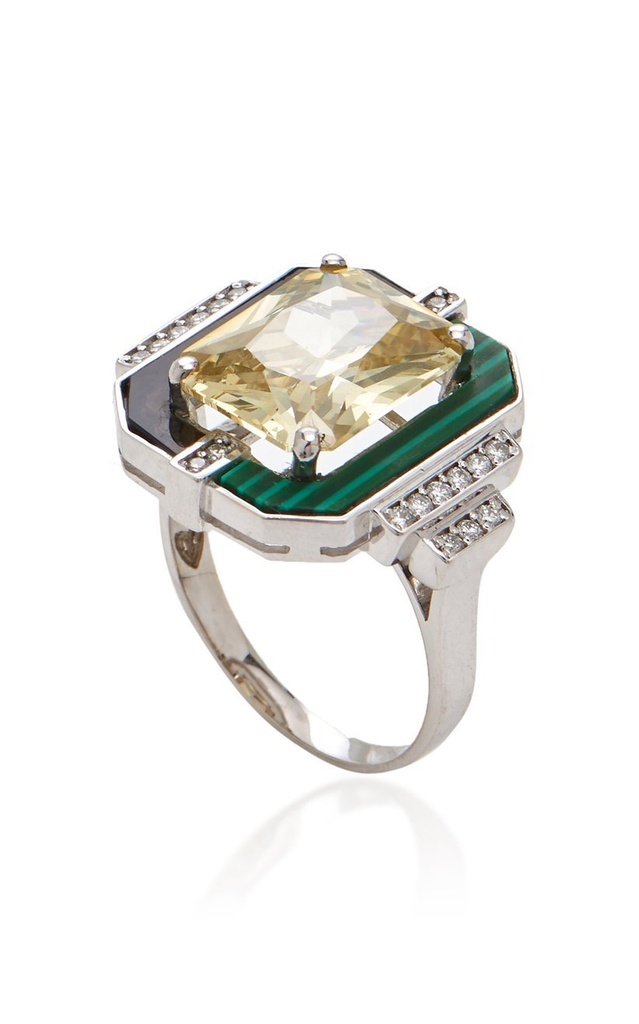 LUNA LUCE SOLVERDE MALACHITE YELLOW TOPAZ RING