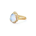 Baby Queen Water Drop Moonstone Ring with Full Pavé Diamond Halo