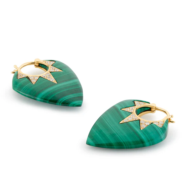 Classic Guitar Pick Earrings - Malachite 