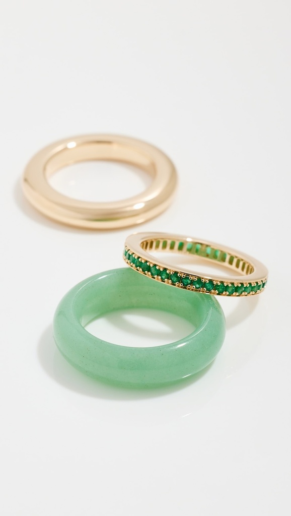 Luminous Gem Stack Emerald Rings