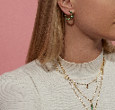 Bezel Crescent Earrings - emeralds