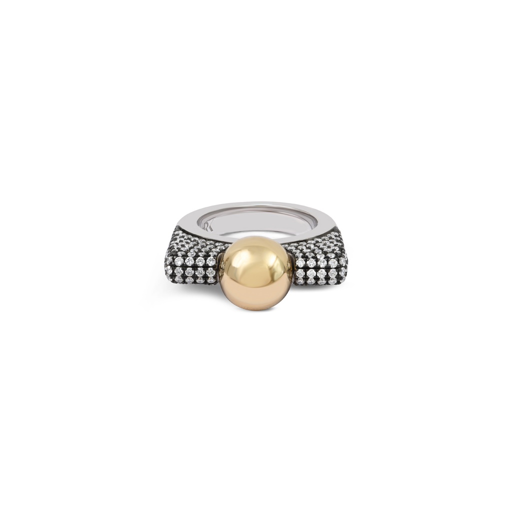 Ring Ball Ball Pave Black Gold 
