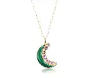 Mini Crescent Moon Inlay Pendant - Malachite