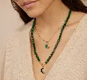 Mini Crescent Moon Inlay Pendant - Onyx 