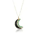 Mini Crescent Moon Inlay Pendant - Onyx 