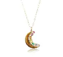 Mini Crescent Moon Inlay Pendant - Tiger's Eye