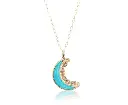 Mini Crescent Moon Inlay Pendant - Turquoise