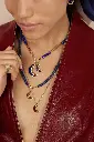 Mini Crescent Moon Inlay Pendant - Lapis 