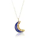 Mini Crescent Moon Inlay Pendant - Lapis 