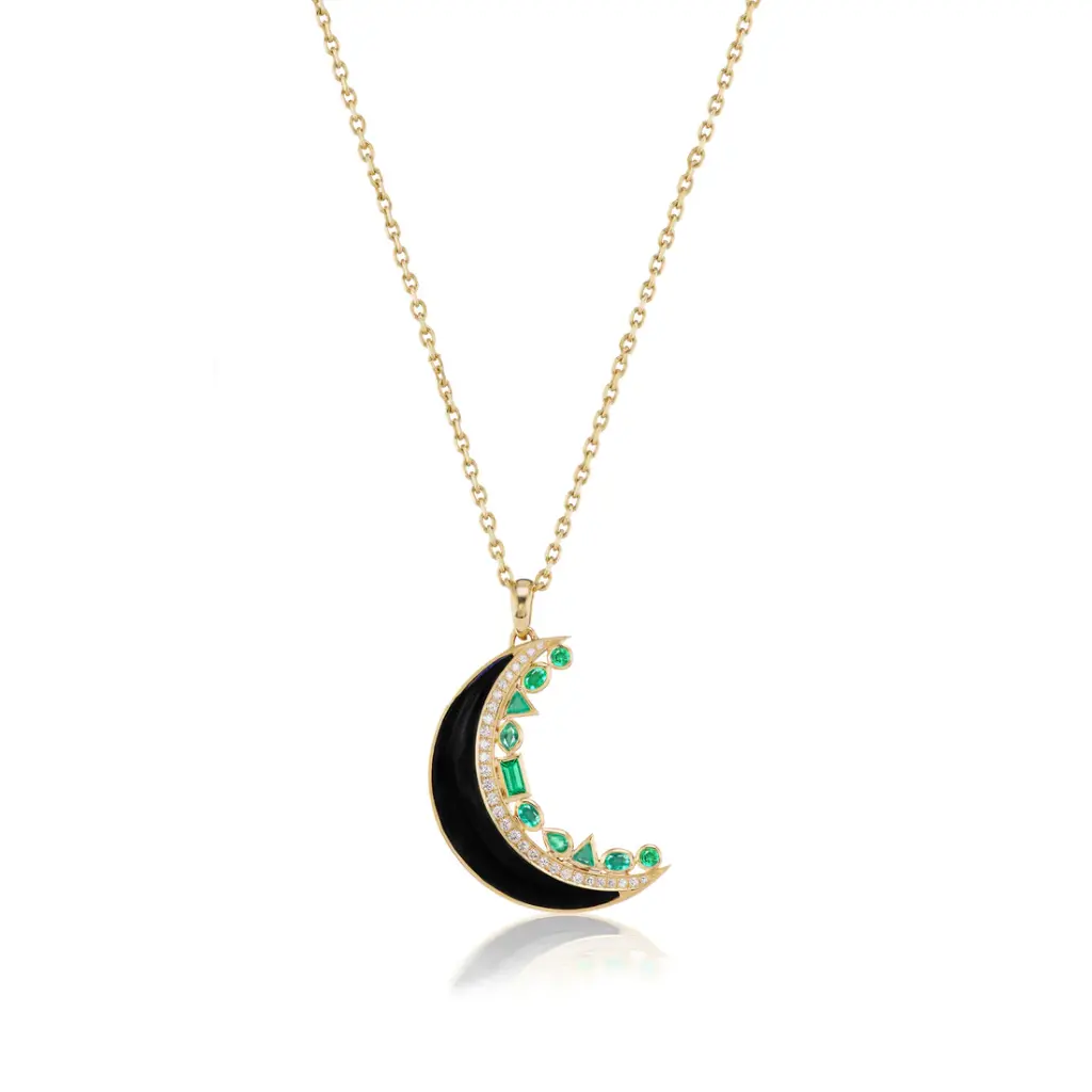 Crescent Moon Inlay Pendant - Onyx