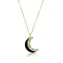 Crescent Moon Inlay Pendant - Onyx
