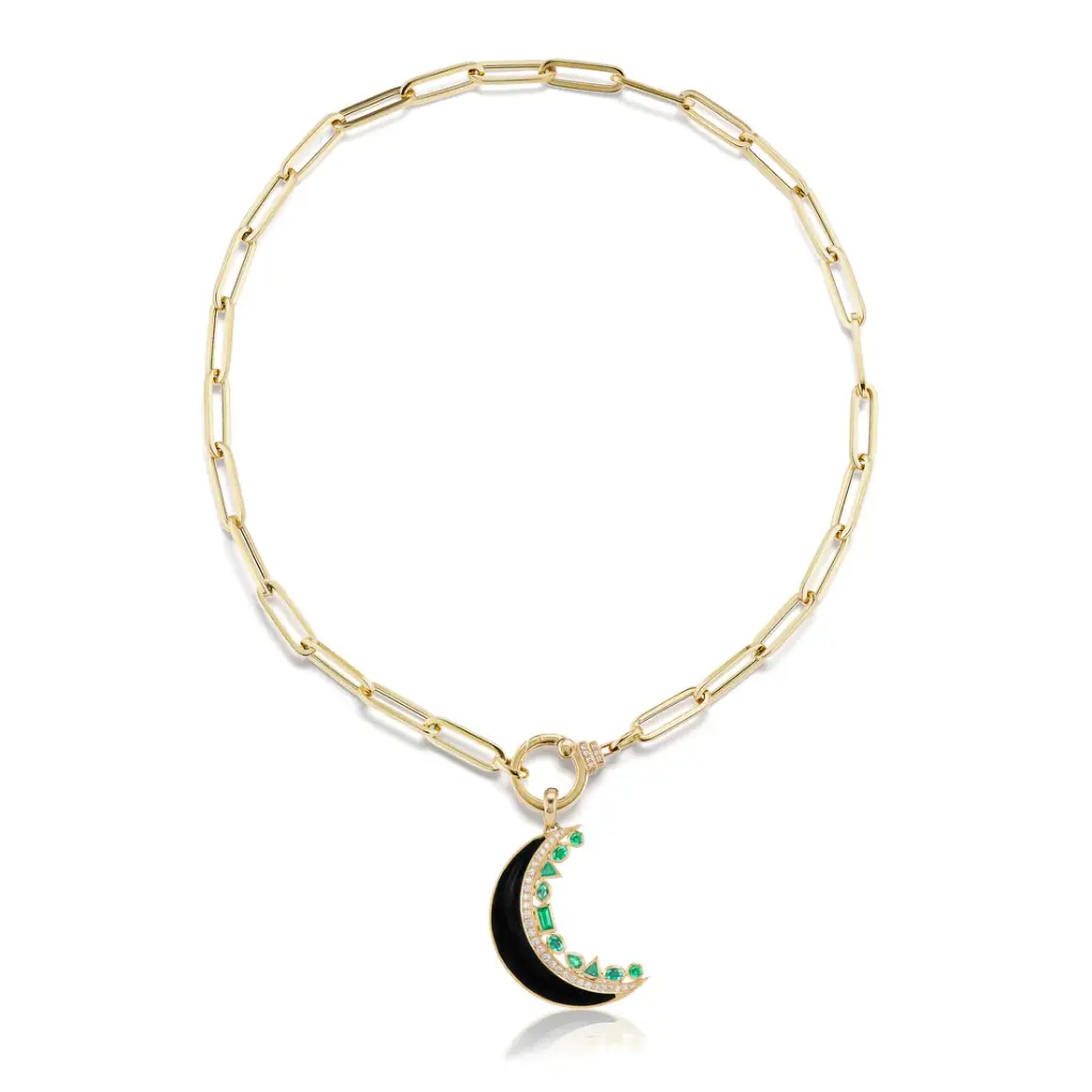 Crescent Moon Inlay Pendant - Onyx