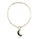 Crescent Moon Inlay Pendant - Onyx