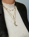 Crescent Moon Inlay Pendant - Blue Lace Agate