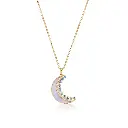 Crescent Moon Inlay Pendant - Blue Lace Agate