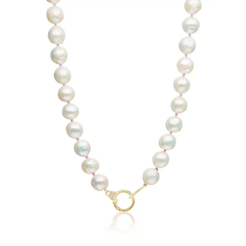 Pearl Beaded Necklace - Pink