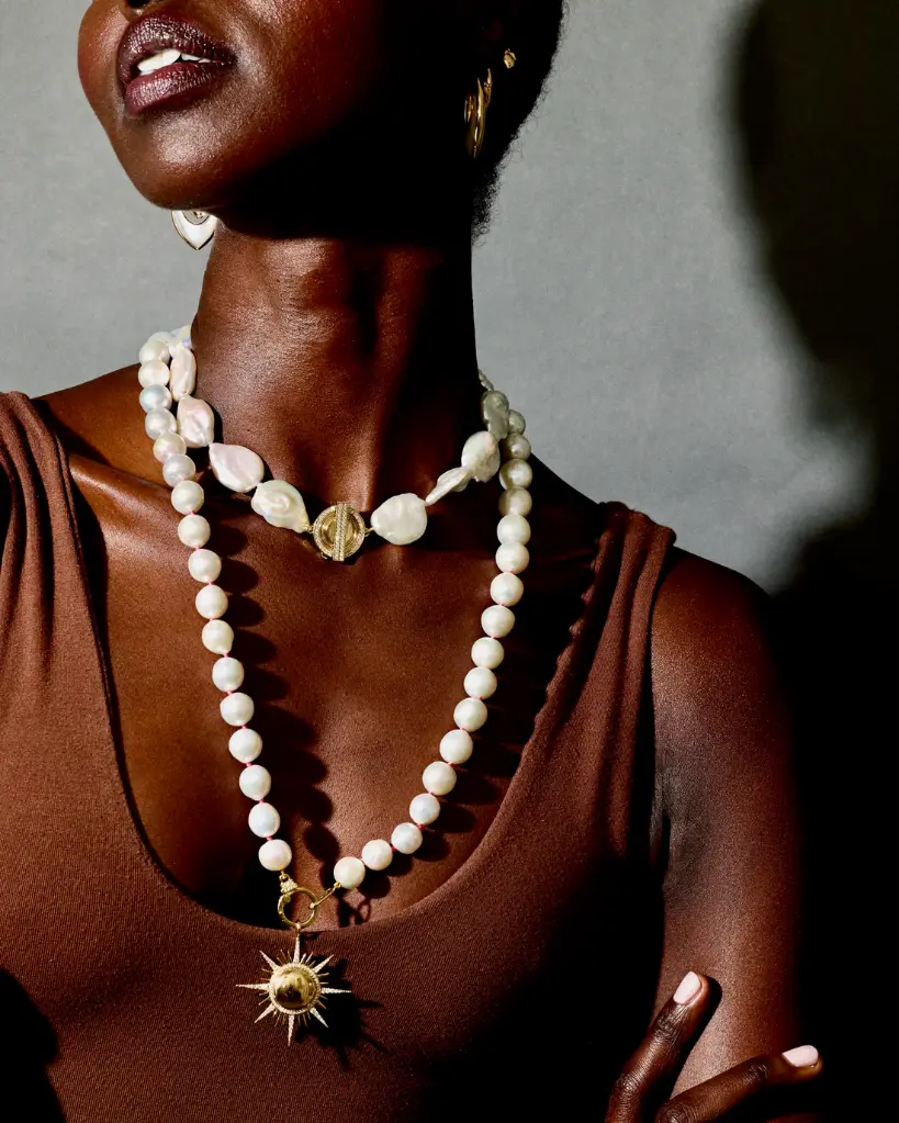 Pearl Beaded Necklace - Blue