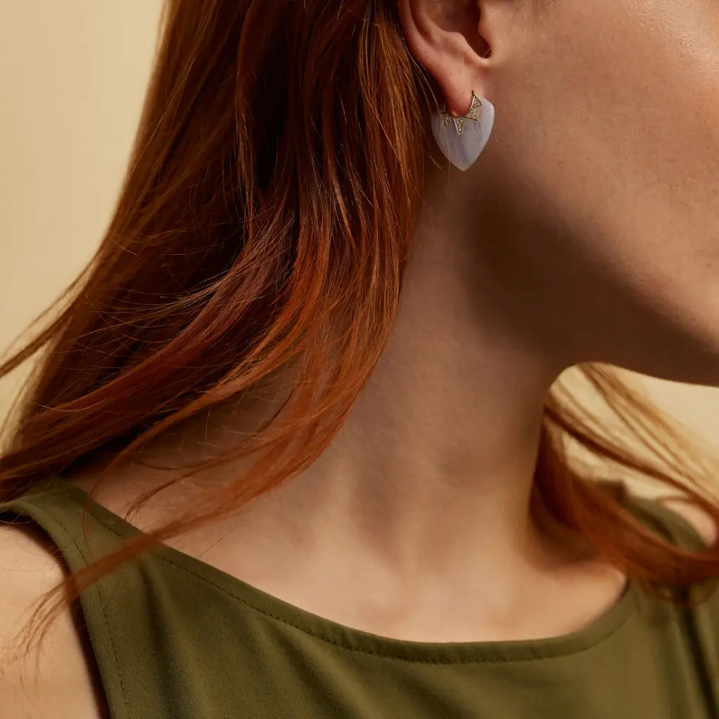 Classic Guitar Pick Earrings - Blue Lace Agate