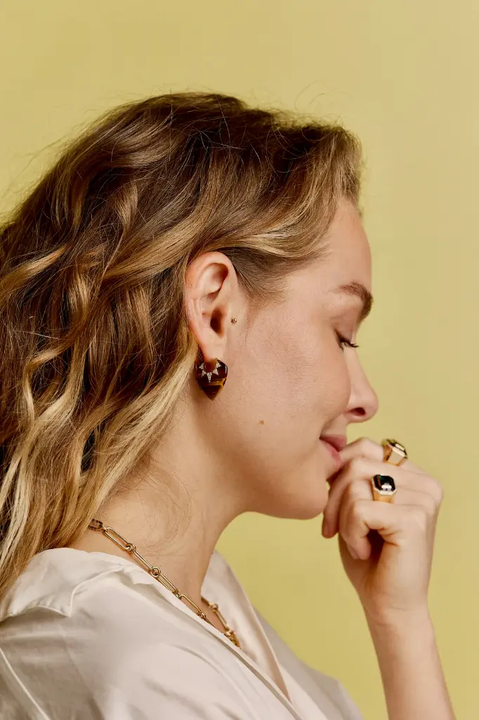 Classic Guitar Pick Earrings - Tiger's Eye