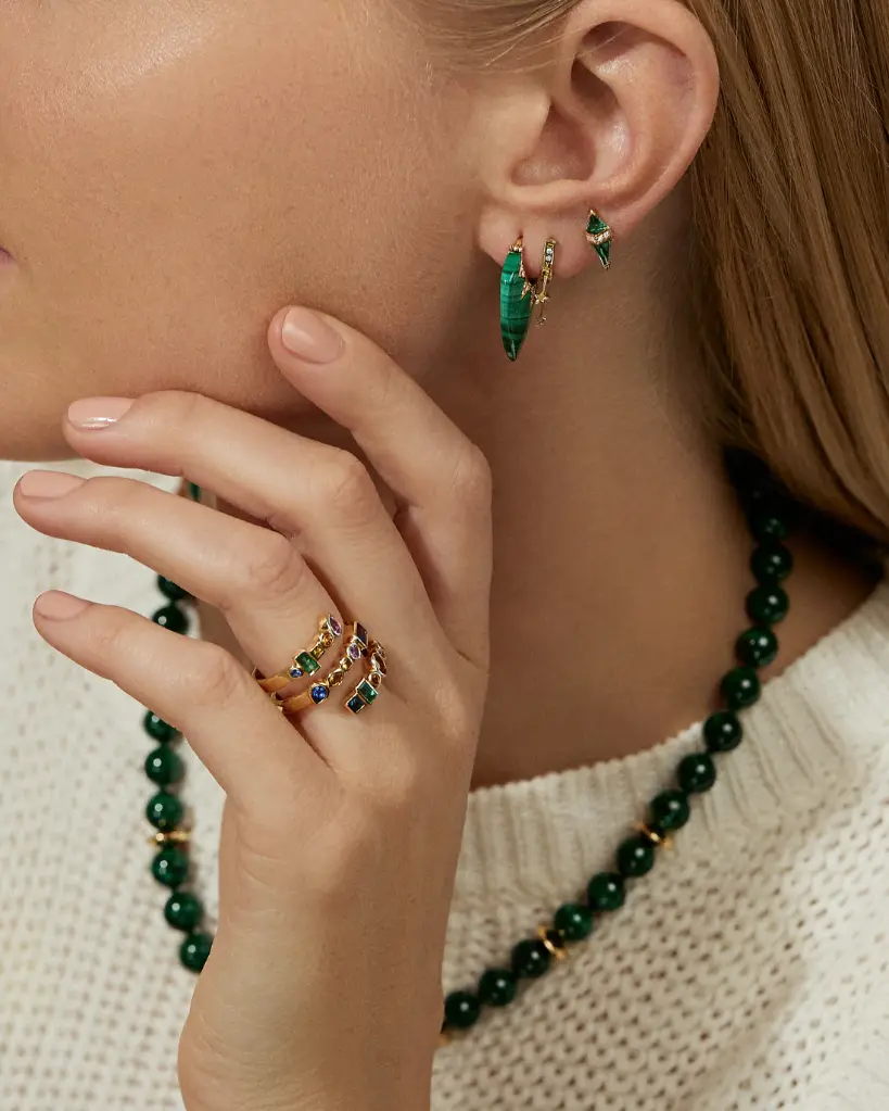 Classic Guitar Pick Earrings - Malachite 