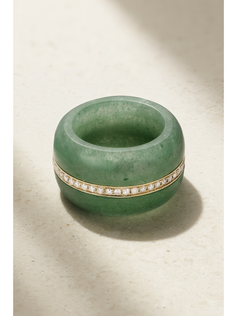 Stone Lining Cocktail Ring - Green Aventurine 