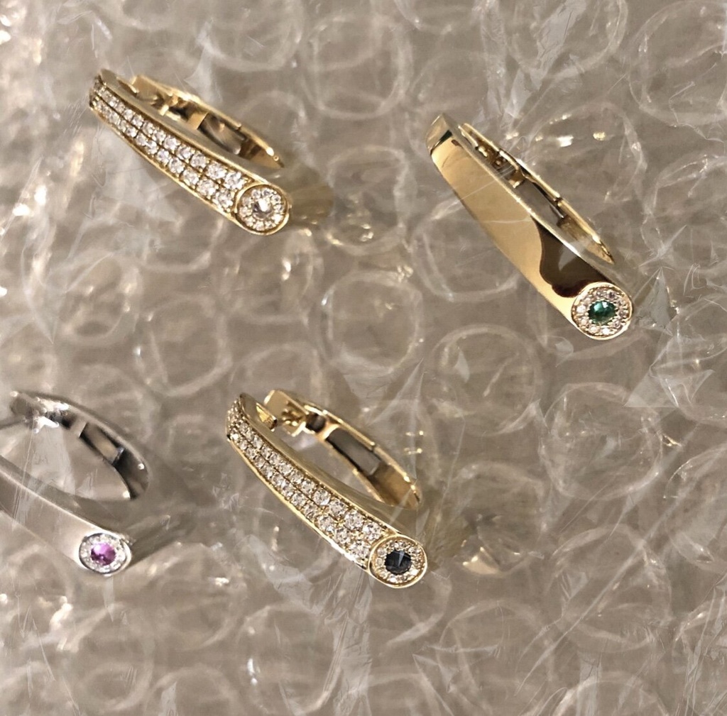 Earring Nano Grace Gold Emeralds