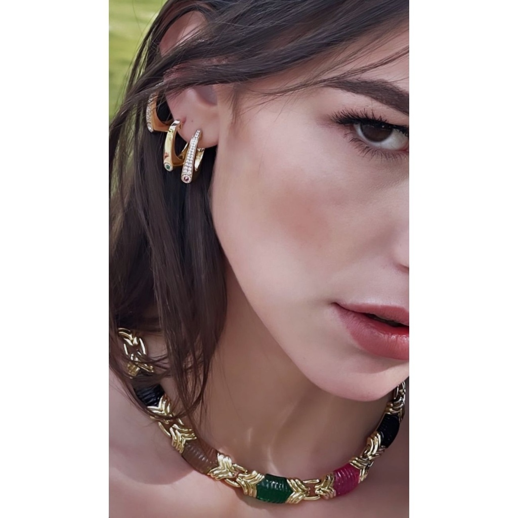 Earring Nano Grace Gold Emeralds