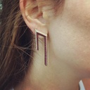Phoenician Script-Rose Gold Earrings with Ruby and Diamond