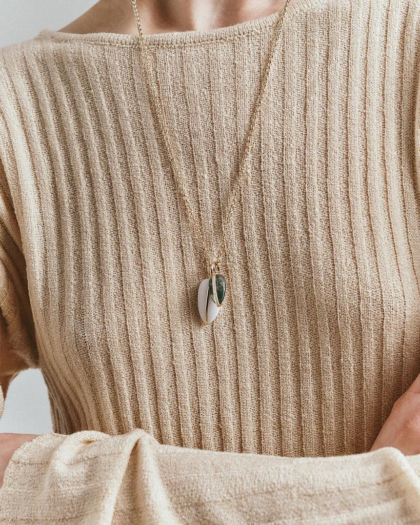 Large Pebble Pendant In White Agate