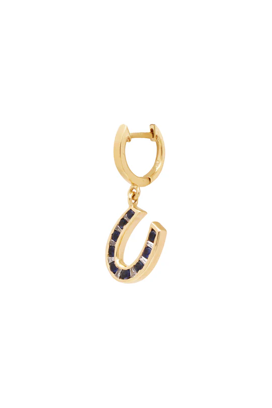 Luck Horse Shoe Earring - Blue Sapphires