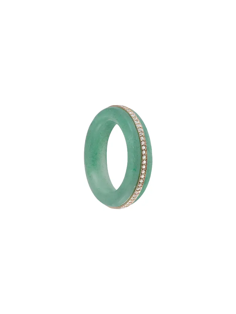 Stone Linings Ring - Green Aventurine with White Diamonds