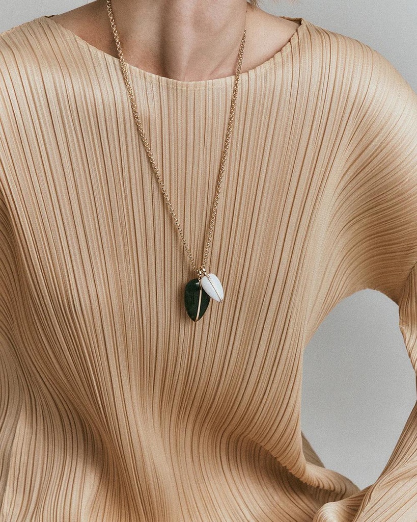 Large Diamond Pebble Pendant In White Agate