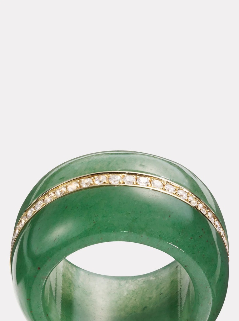 Stone Lining Cocktail Ring - Green Aventurine 