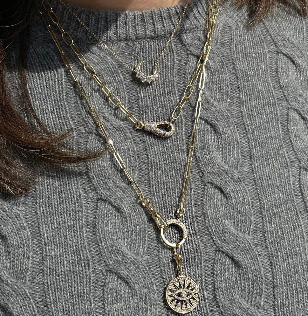 Mini White Diamonds Crescent Necklace