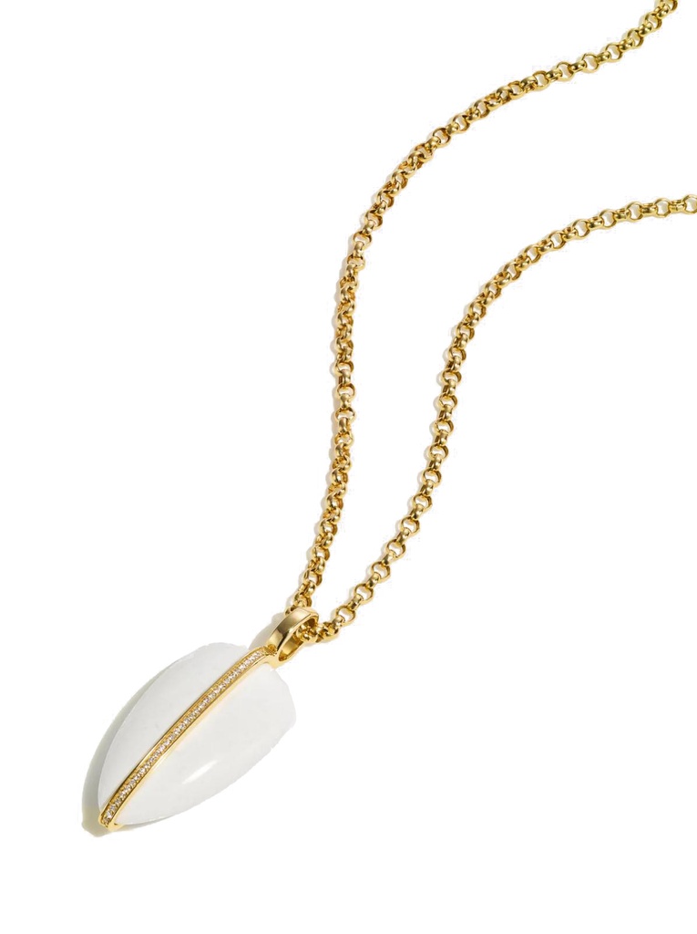 Large Diamond Pebble Pendant In White Agate