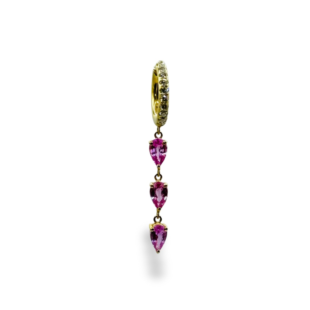 Pink Sapphire Droplets Hoop