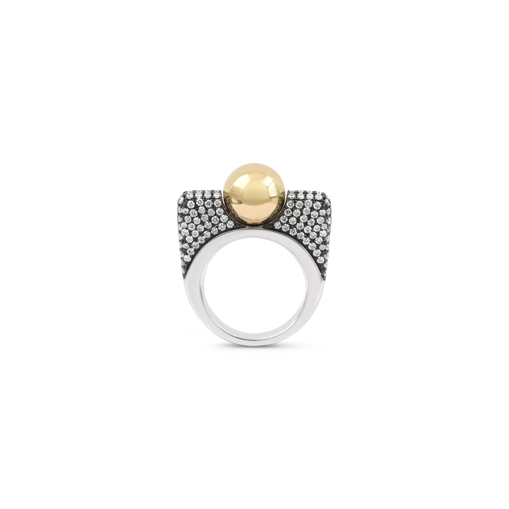 Ring Ball Ball Pave Black Gold 