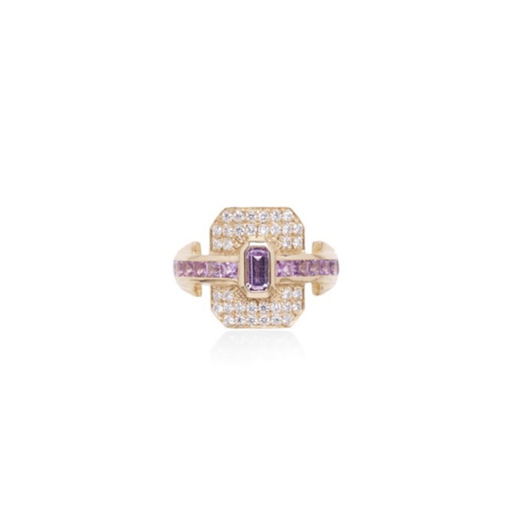 Ring Shield Pink Sapphires
