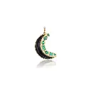 Mini Crescent Moon Inlay Pendant - Onyx 