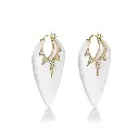 Large Guitar Pick Earrings - White Onyx 