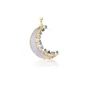 Crescent Moon Inlay Pendant - Blue Lace Agate