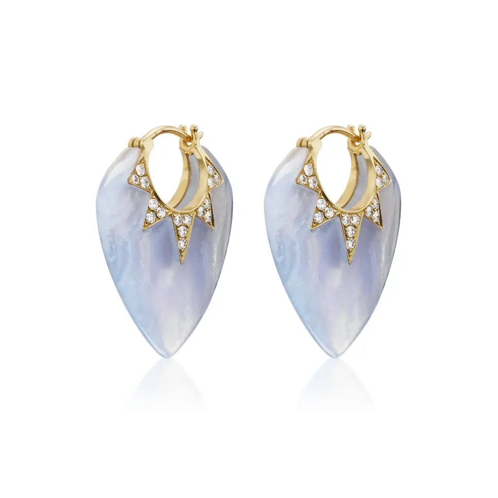 Classic Guitar Pick Earrings - Blue Lace Agate