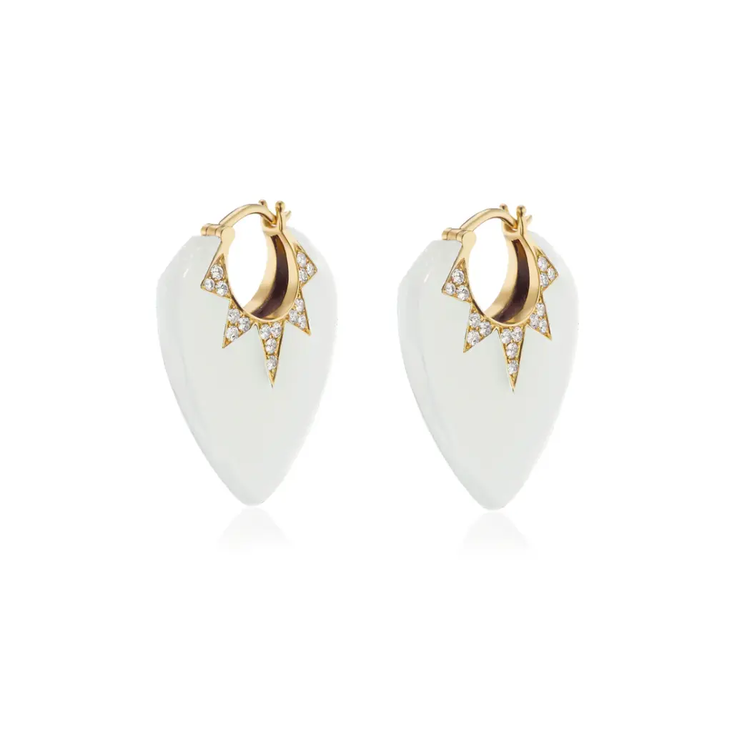 Classic Guitar Pick Earrings - White Onyx