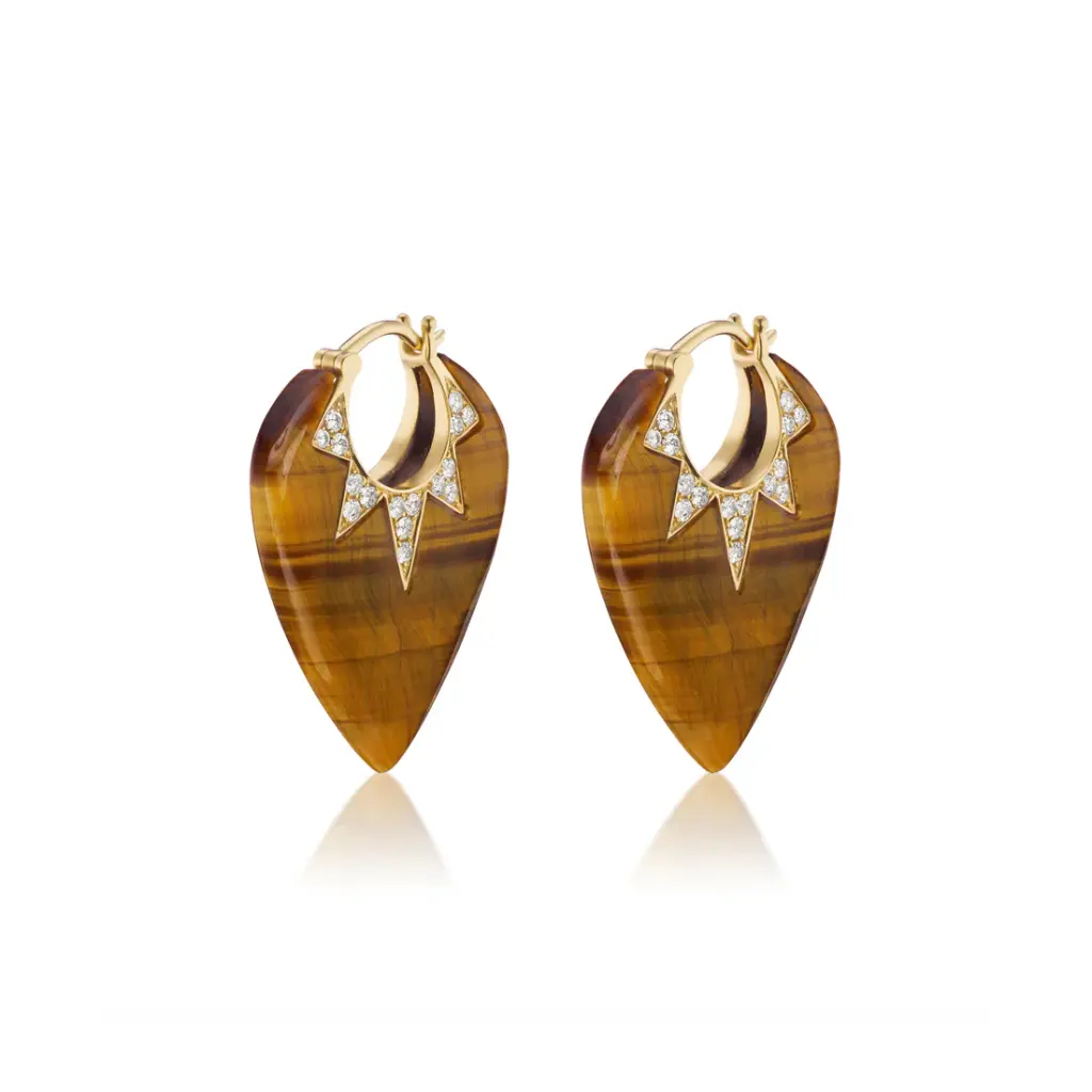 Classic Guitar Pick Earrings - Tiger's Eye
