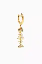 Wishbone Hoop Drop Single Earring - Yellow Gold