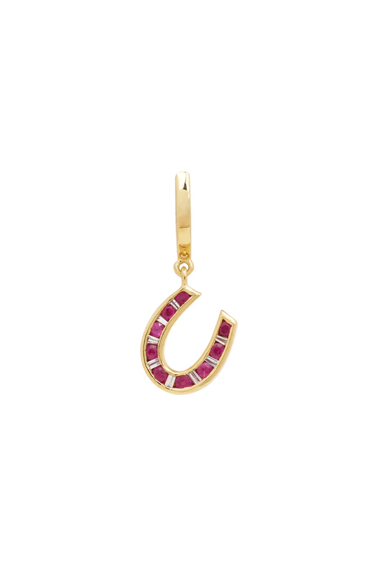 Luck Horse Shoe Earring - Ruby