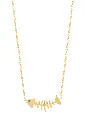Baby Wishbone Side Necklace - Emerald Eye