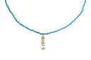 Beaded Wishbone Necklace - Turquoise Beads