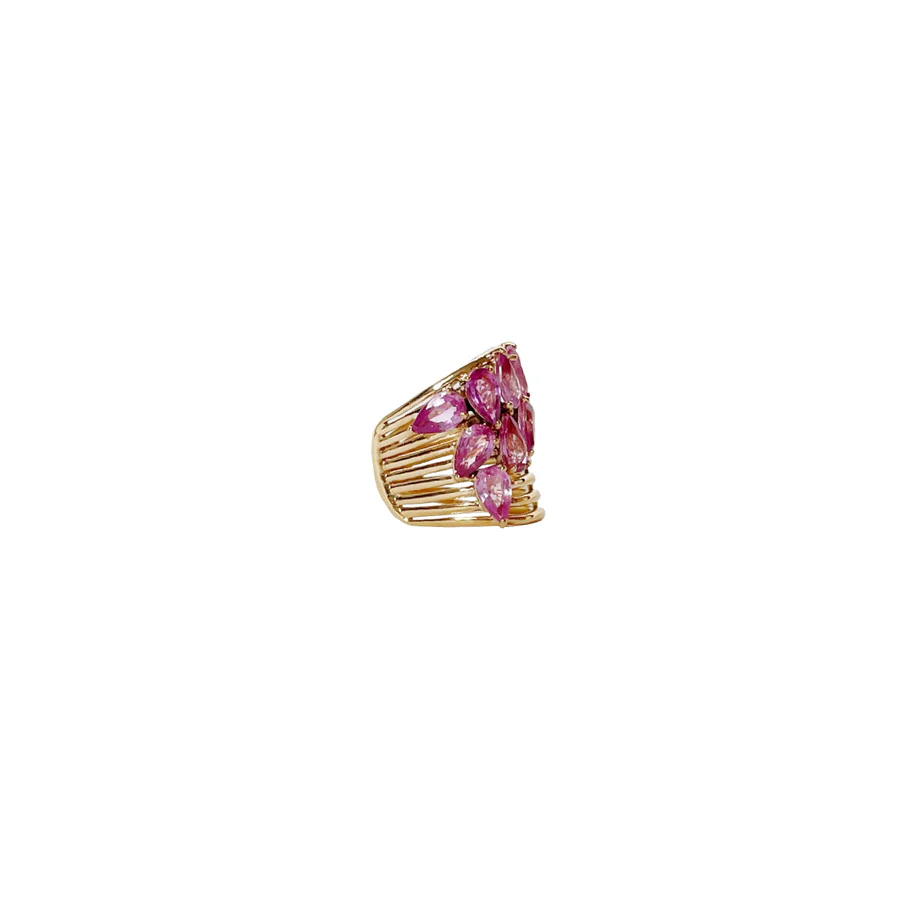 Pink Sapphire Cluster Pears Earcuff