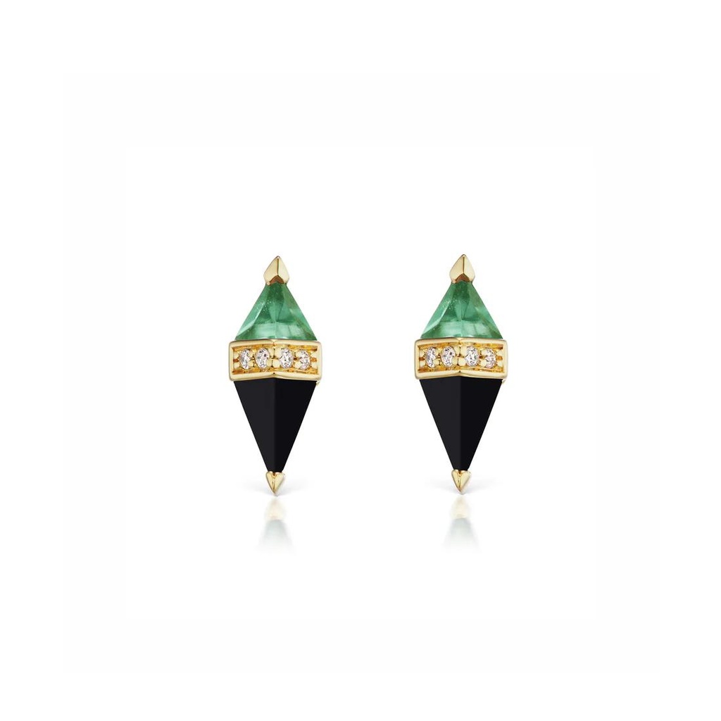 Pietra Studs - Black Onyx Green Quartz